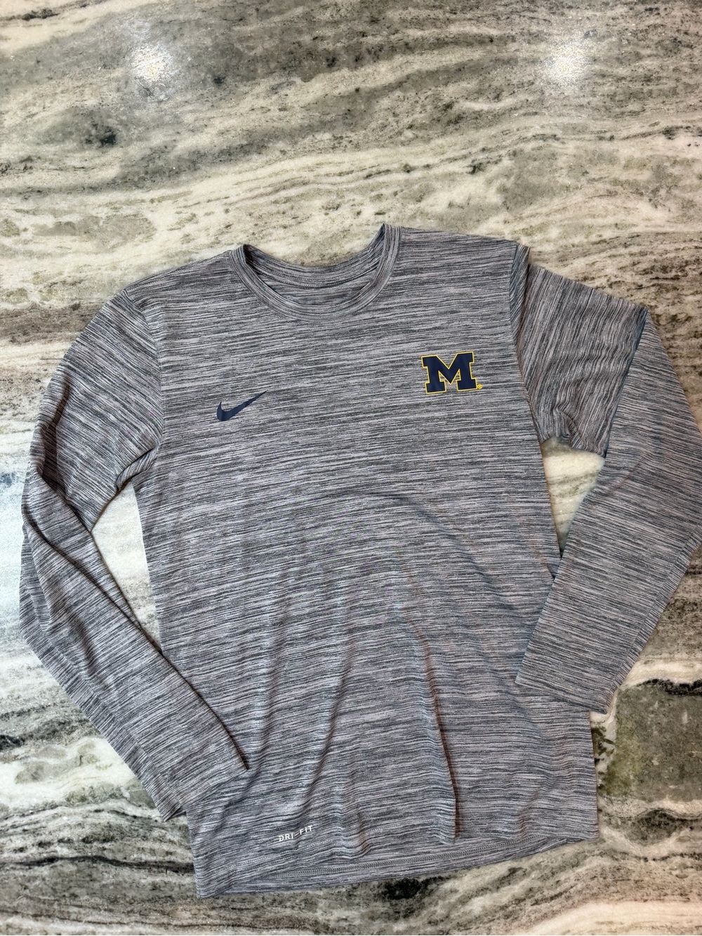 Nike Michigan University Gray Heather Long-Sleeve Dri-FIT Shirt